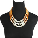Double Layer Pearl Necklace Sweater Chain for Dinner Dress