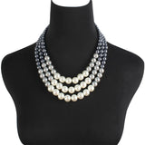 Double Layer Pearl Necklace Sweater Chain for Dinner Dress