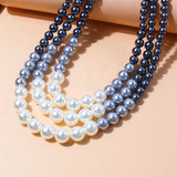 Double Layer Pearl Necklace Sweater Chain for Dinner Dress