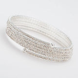 Layer Lady's Tennis Bracelet Rhinestones & Silver Plated Bangle