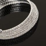 Layer Lady's Tennis Bracelet Rhinestones & Silver Plated Bangle