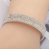Layer Lady's Tennis Bracelet Rhinestones & Silver Plated Bangle