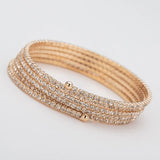 Layer Lady's Tennis Bracelet Rhinestones & Silver Plated Bangle