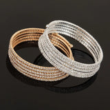 Layer Lady's Tennis Bracelet Rhinestones & Silver Plated Bangle