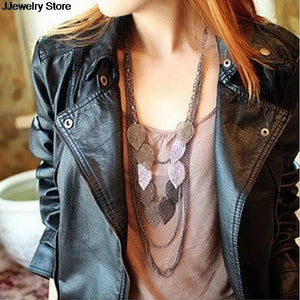 Bohemian Leaves Necklace Long Sweater Pendant Chain Jewelry