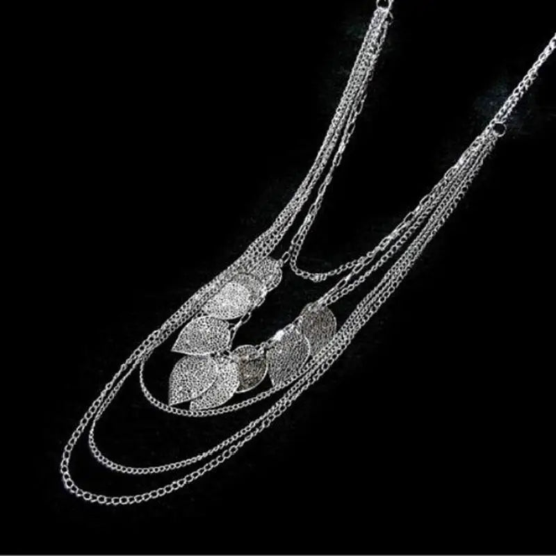 Bohemian Leaves Necklace Long Sweater Pendant Chain Jewelry