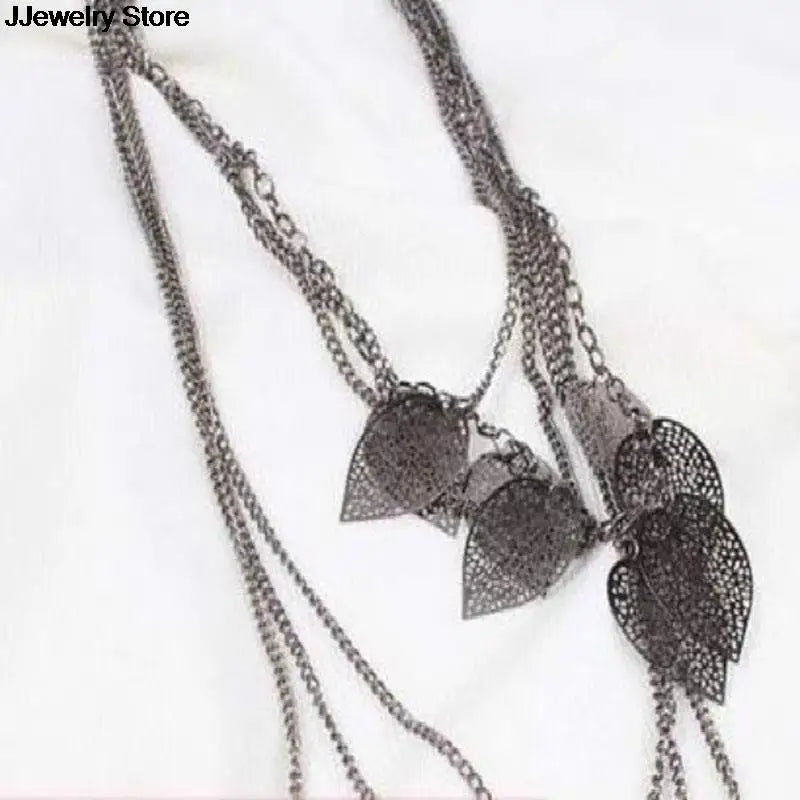 Bohemian Leaves Necklace Long Sweater Pendant Chain Jewelry
