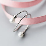 Adjustable 925 Silver Pearl Open Rings for Women