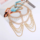 Pearl Tassel Head Chain Face Cover Hair Jewelry for Women