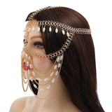 Pearl Tassel Head Chain Face Cover Hair Jewelry for Women