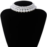 Multi-Layer Pearl Necklace Bead Chain Punk Wedding Short Clavicle