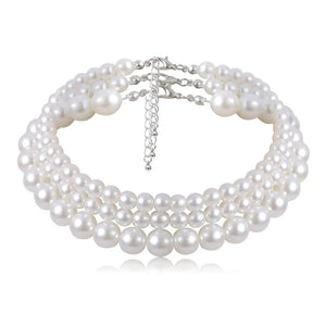 Multi-Layer Pearl Necklace Bead Chain Punk Wedding Short Clavicle