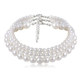 Multi-Layer Pearl Necklace Bead Chain Punk Wedding Short Clavicle