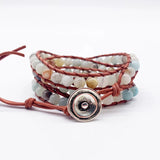 Layer Winding Bracelet Stone Beaded Circle Leather Rope Bracelet