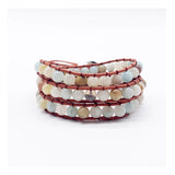 Layer Winding Bracelet Stone Beaded Circle Leather Rope Bracelet