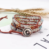 Layer Winding Bracelet Stone Beaded Circle Leather Rope Bracelet