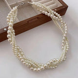 Romantic Layered Pearl Necklace for Women Party Accessories