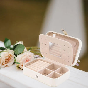 Portable Jewelry Box with Mirror Waterproof Storage Holder Display Travel Case