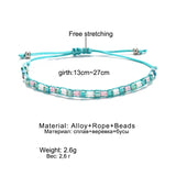 Multi-Media Turquoise + Crystal Beads Woven Bracelet Set of 3 - Bohemian Jewelry