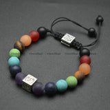 Matte Round Beads Chakra Hologram Bracelet Healing Jewelry