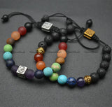 Matte Round Beads Chakra Hologram Bracelet Healing Jewelry