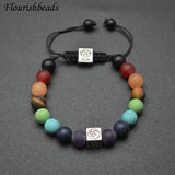 Matte Round Beads Chakra Hologram Bracelet Healing Jewelry