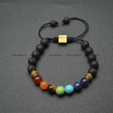 Matte Round Beads Chakra Hologram Bracelet Healing Jewelry