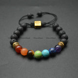 Matte Round Beads Chakra Hologram Bracelet Healing Jewelry