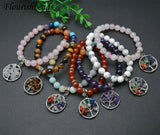 Gemstone Beads Life Tree Chakra Bracelet