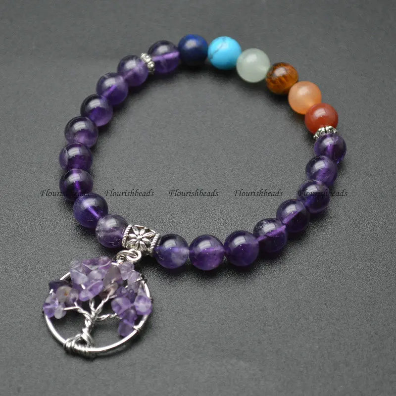 Gemstone Beads Life Tree Chakra Bracelet