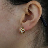 Snake CZ Huggie Hoop Earrings 925 Silver Plated