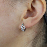 Snake CZ Huggie Hoop Earrings 925 Silver Plated