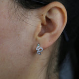 Snake CZ Huggie Hoop Earrings 925 Silver Plated