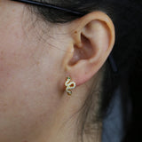 Snake CZ Huggie Hoop Earrings 925 Silver Plated
