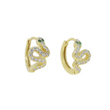 Snake CZ Huggie Hoop Earrings 925 Silver Plated