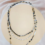 Retro Stone Pearl Metal Scarf Necklace Women's Style