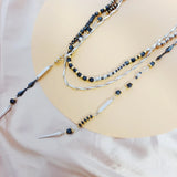 Retro Stone Pearl Metal Scarf Necklace Women's Style