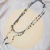 Retro Stone Pearl Metal Scarf Necklace Women's Style