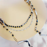 Retro Stone Pearl Metal Scarf Necklace Women's Style