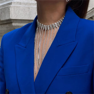 Retro Tassel Rhinestone Necklace Nightclub Style Jewelry