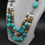 Turquoise and Tiger Eye Linked Necklace