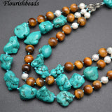 Turquoise and Tiger Eye Linked Necklace