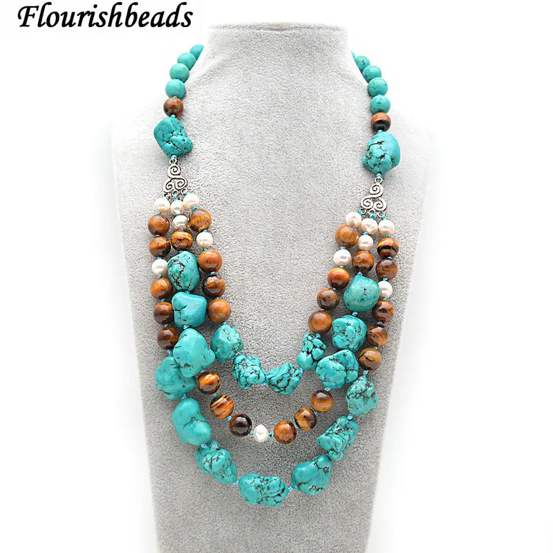 Turquoise and Tiger Eye Linked Necklace