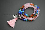 Rose Quartz Beads Bracelet with Life Tree Charm Tassel