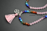 Rose Quartz Beads Bracelet with Life Tree Charm Tassel