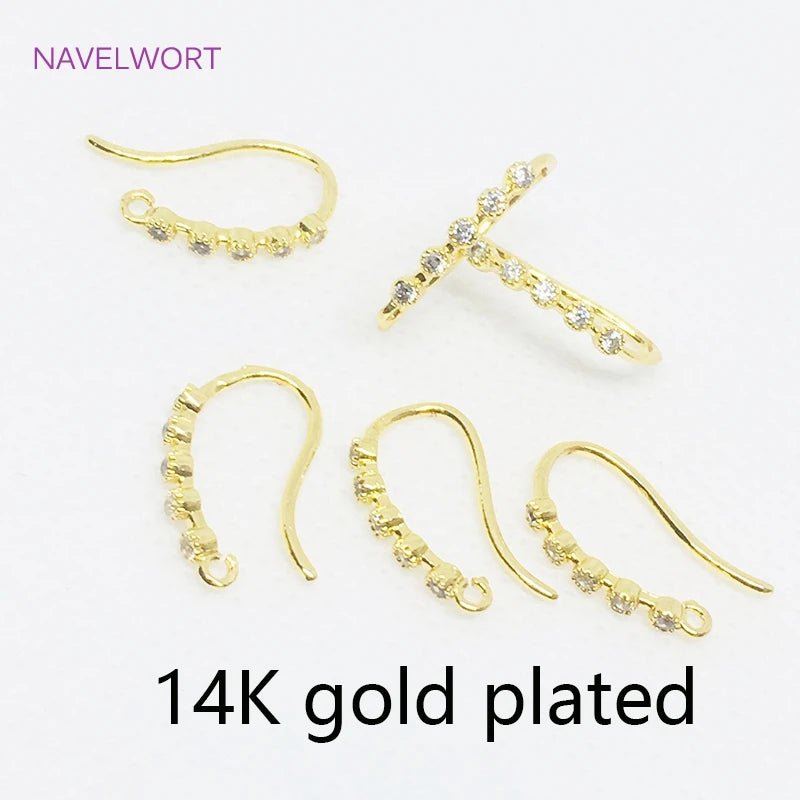 14K Plated Zircon Ear Wire Hooks for DIY Jewelry Making - U Shape Earring Hooks