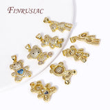 18K Plated Zircon Bear Charms for DIY Necklace Making
