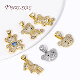 18K Plated Zircon Bear Charms for DIY Necklace Making