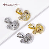18K Plated Zircon Bear Charms for DIY Necklace Making