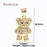 18K Plated Zircon Bear Charms for DIY Necklace Making